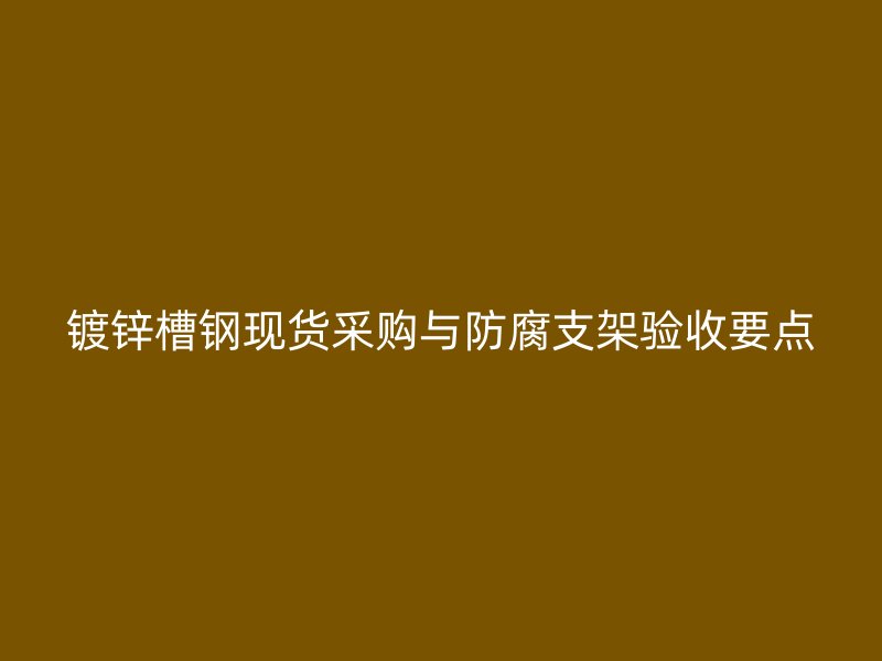 鍍鋅槽鋼現貨采購與防腐支架驗收要點