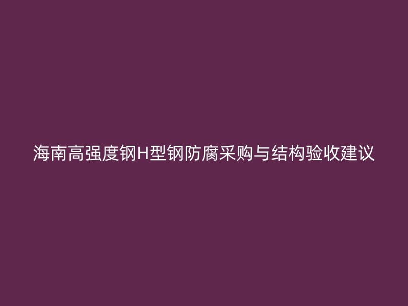 海南高強度鋼H型鋼防腐采購與結構驗收建議