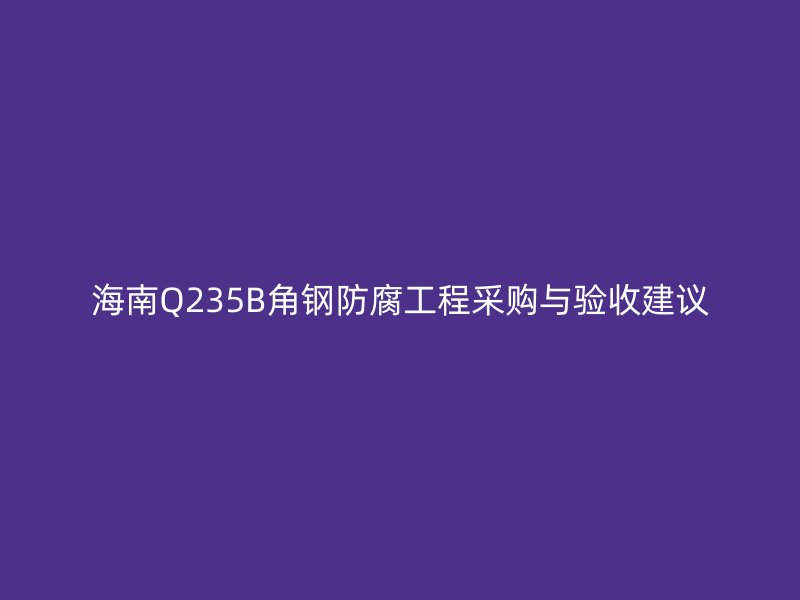 海南Q235B角鋼防腐工程采購與驗收建議