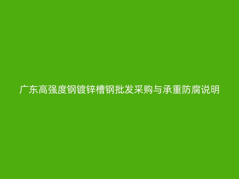 廣東高強度鋼鍍鋅槽鋼批發采購與承重防腐說明
