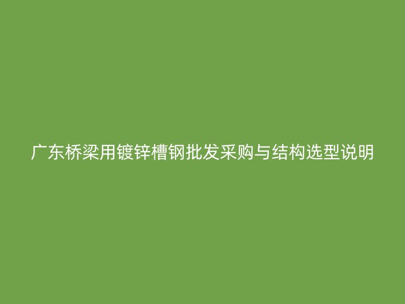 廣東橋梁用鍍鋅槽鋼批發(fā)采購與結(jié)構(gòu)選型說明