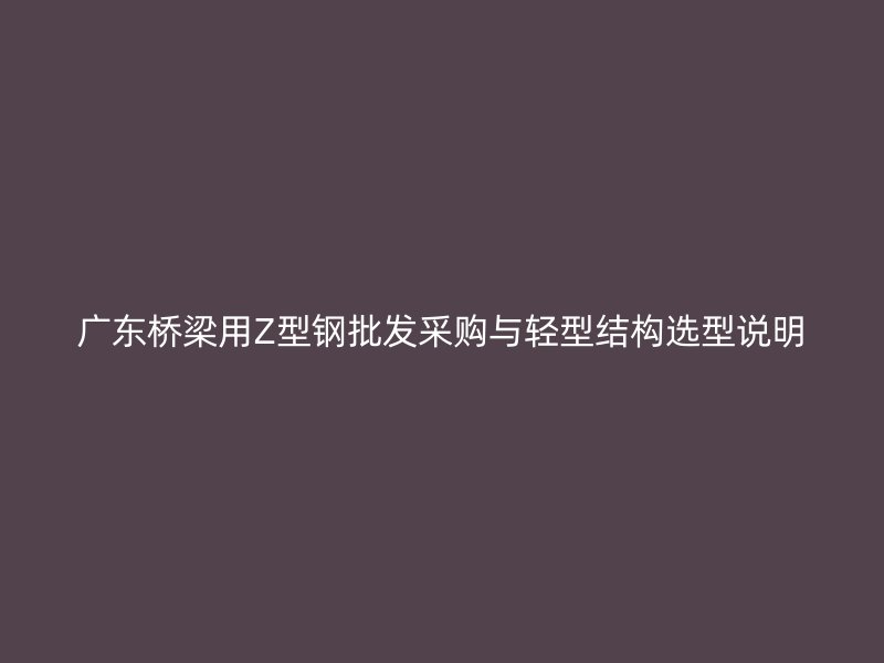 廣東橋梁用Z型鋼批發采購與輕型結構選型說明