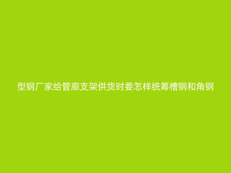 型鋼廠家給管廊支架供貨時要怎樣統籌槽鋼和角鋼