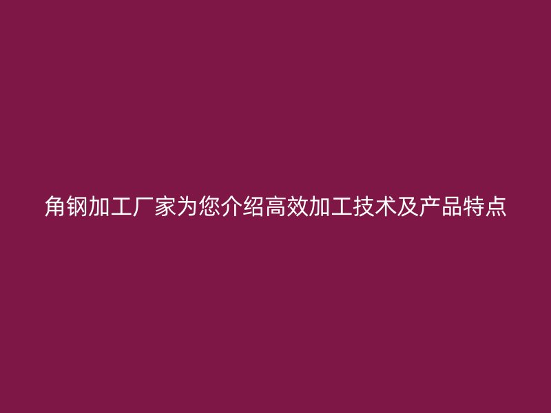 角鋼加工廠家為您介紹高效加工技術(shù)及產(chǎn)品特點(diǎn)