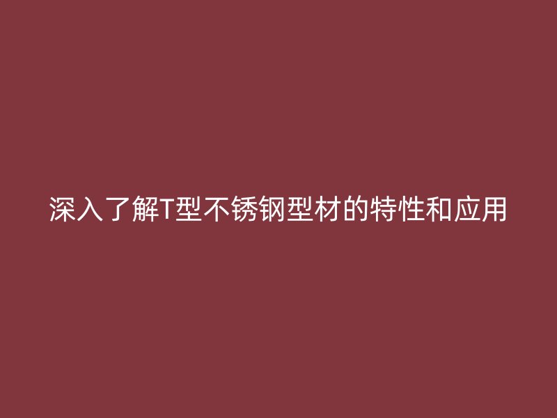 深入了解T型不銹鋼型材的特性和應用