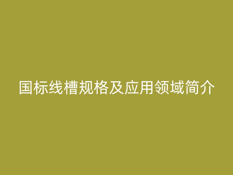 國標線槽規格及應用領域簡介