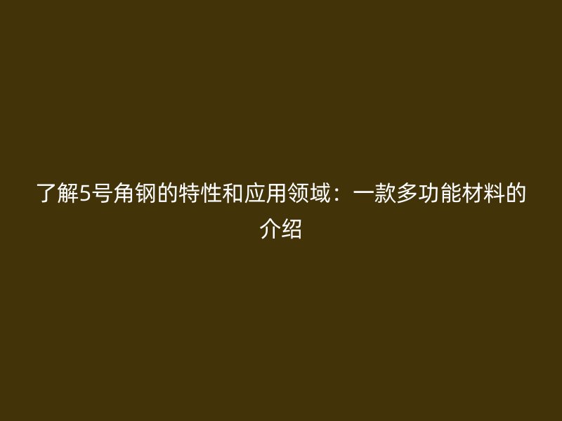 了解5號(hào)角鋼的特性和應(yīng)用領(lǐng)域：一款多功能材料的介紹