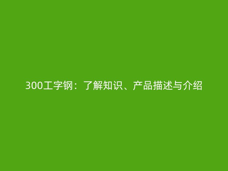 300工字鋼：了解知識、產品描述與介紹