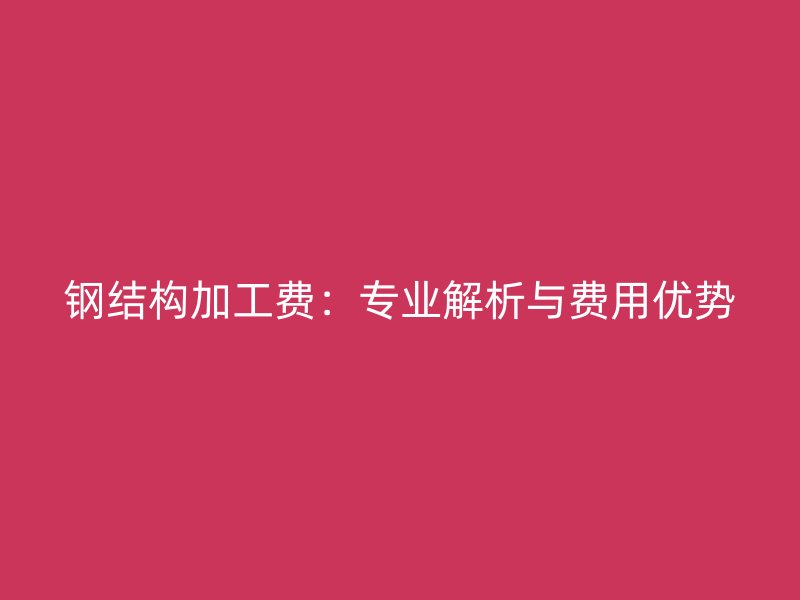 鋼結(jié)構(gòu)加工費(fèi)：專業(yè)解析與費(fèi)用優(yōu)勢