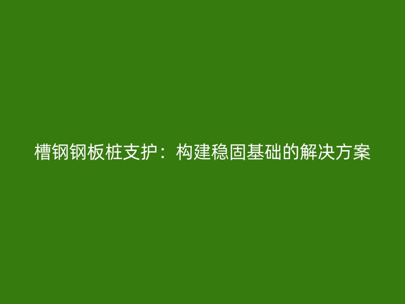 槽鋼鋼板樁支護：構(gòu)建穩(wěn)固基礎(chǔ)的解決方案
