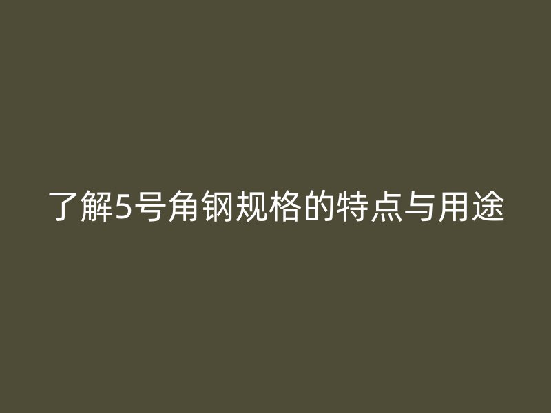 了解5號角鋼規格的特點與用途