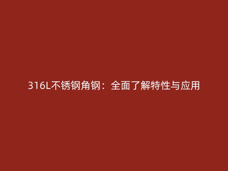 316L不銹鋼角鋼：全面了解特性與應用